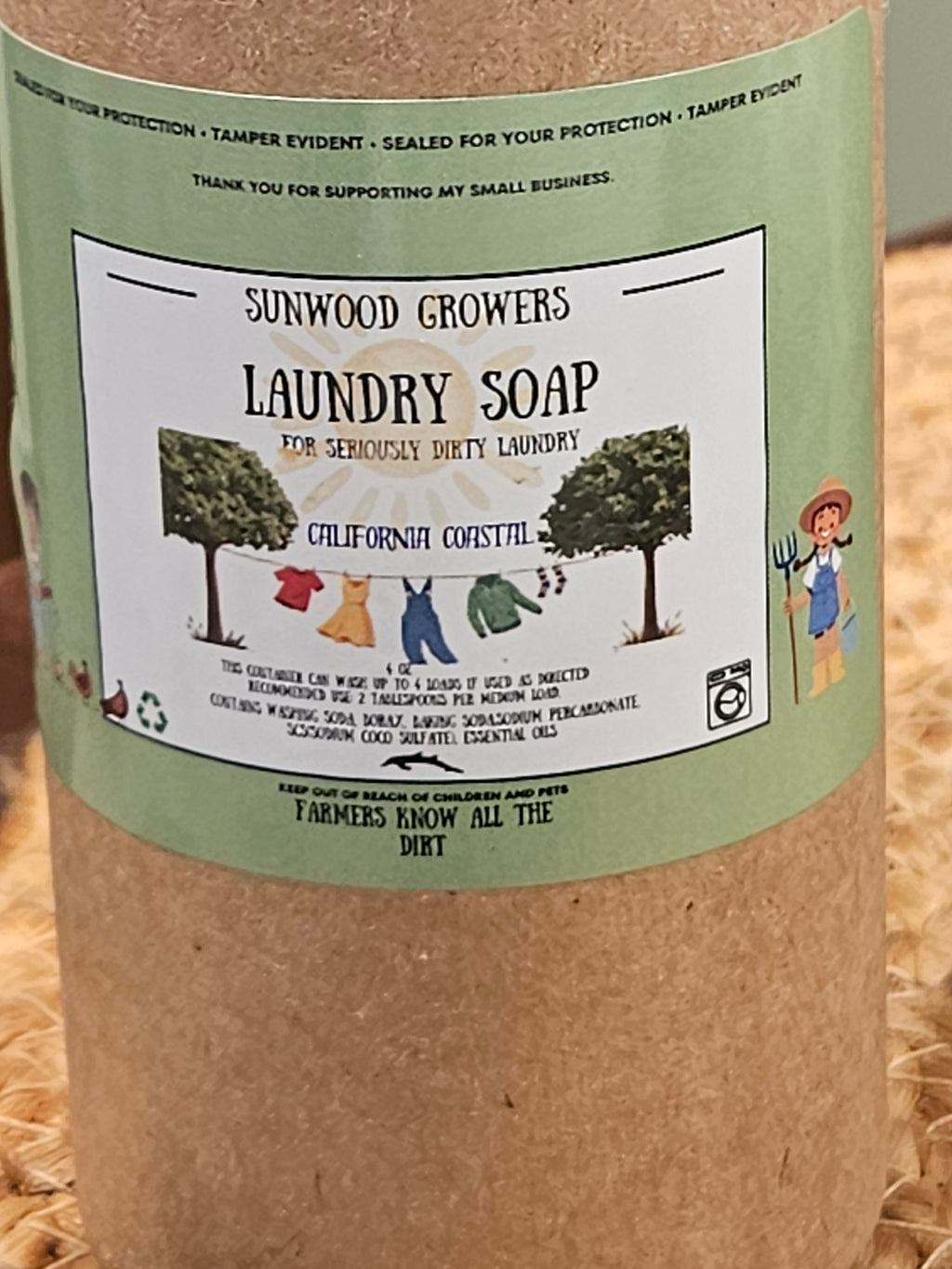 Sunwood Growers Laundry Soap California Coastal 8 oz cardboard cylinder