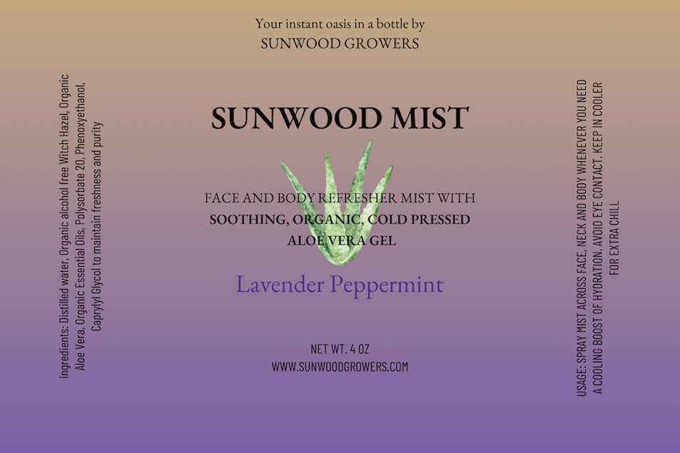 Sunwood Mist Lavender Peppermint label