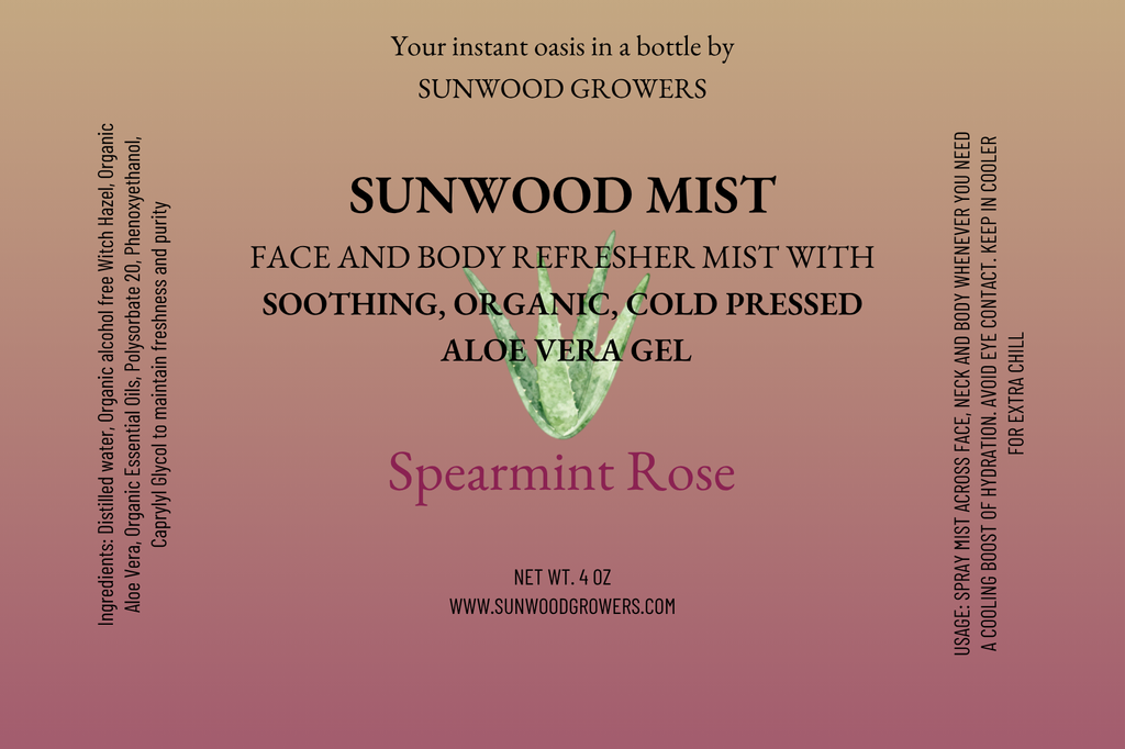 Sunwood Mist Spearmint Rose label