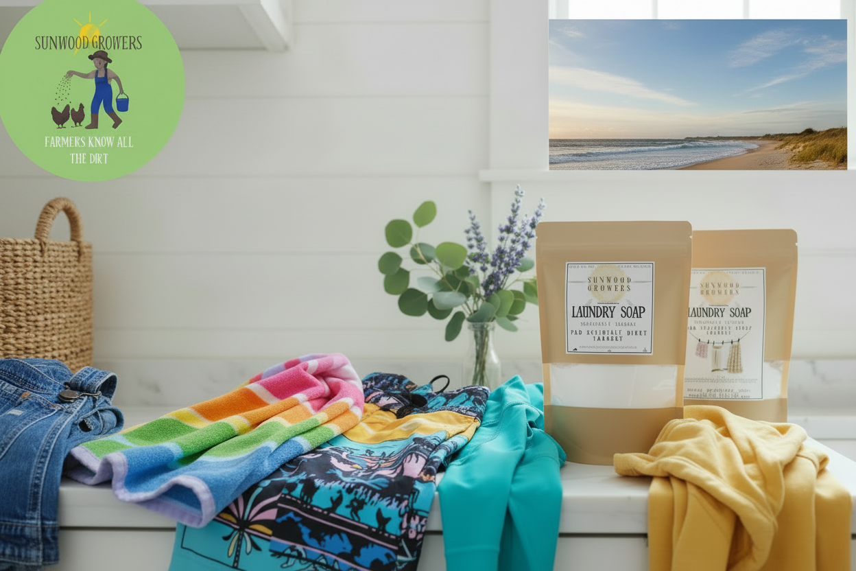 California Coastal Laundry Soap with Rattan Basket and Overalls