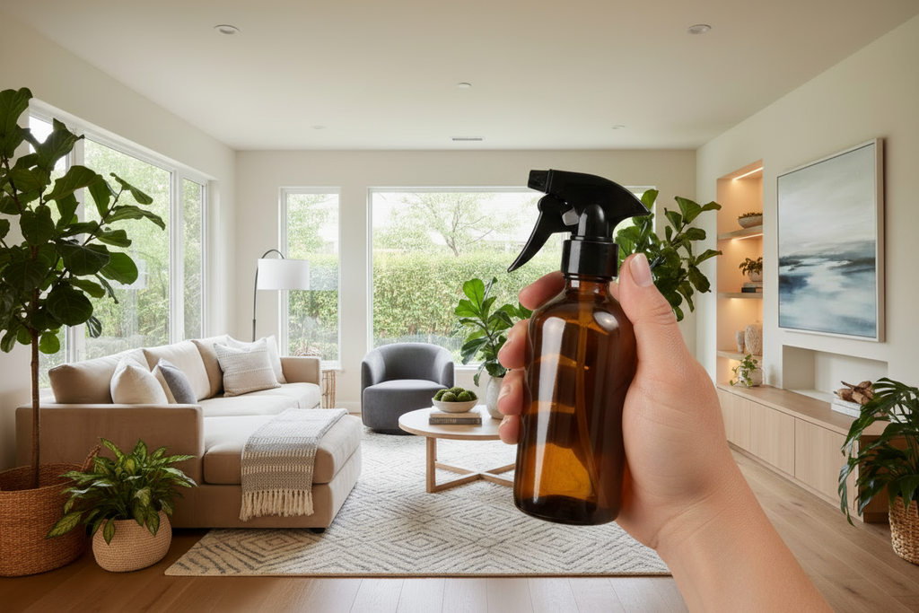 Family Room with Amber Spray Bottle