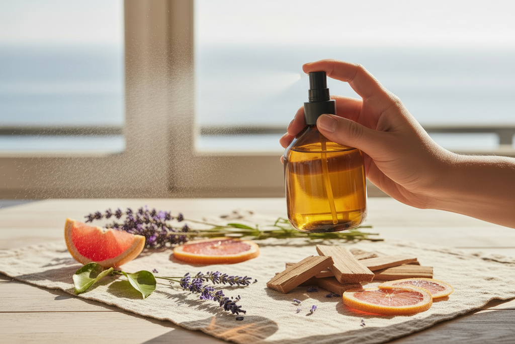 Fresh New Day Room Spray with lavender, sandalwood and grapefruit mist