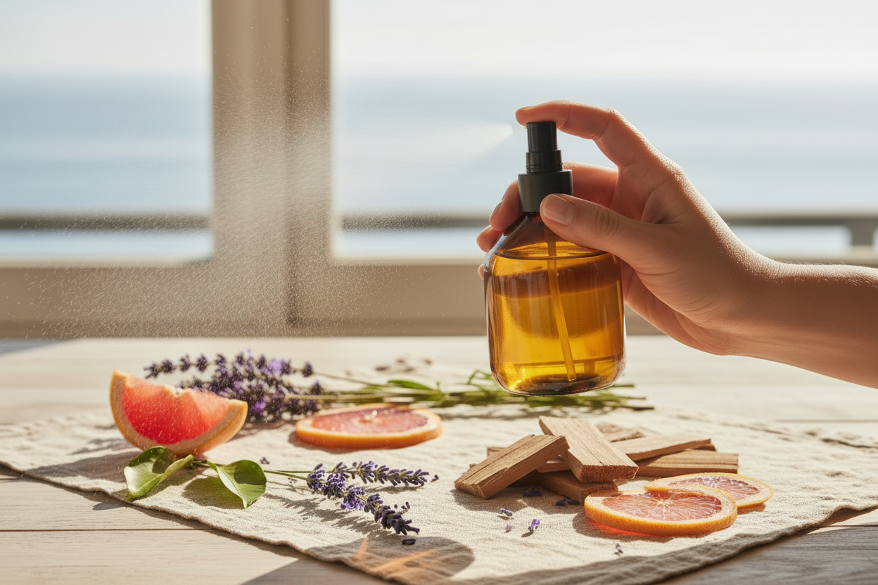 Fresh New Day Room Spray with lavender, sandalwood and grapefruit mist