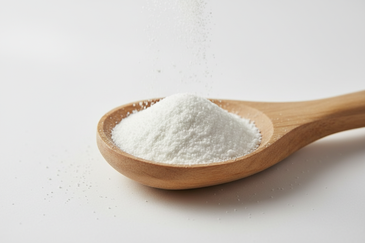 Washing powder pouring into a tablespoon